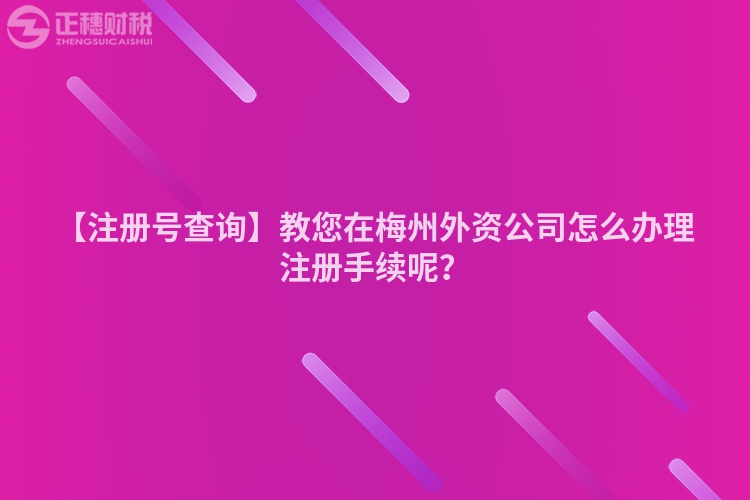 【注冊號查詢】教您在梅州外資公司怎么辦理注冊手續(xù)呢？