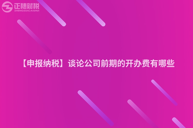 【申報納稅】談論公司前期的開辦費有哪些