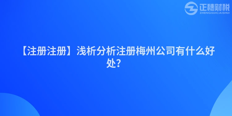 【注冊注冊】淺析分析注冊梅州公司有什么好處？